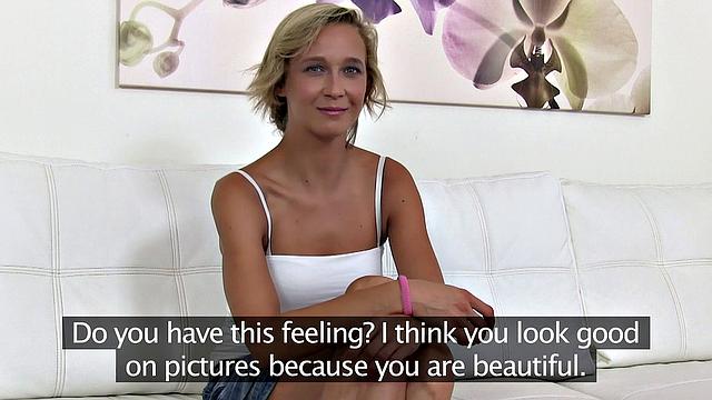 Watch this shy waitress get down and dirty in a publicmodels' fuckfest