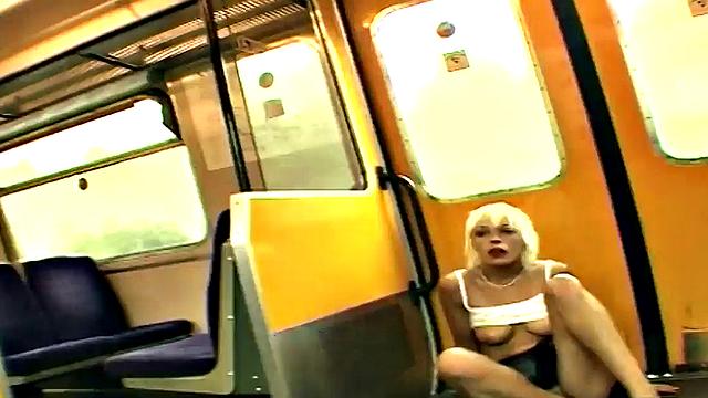 Public daring sex and flashing on the train