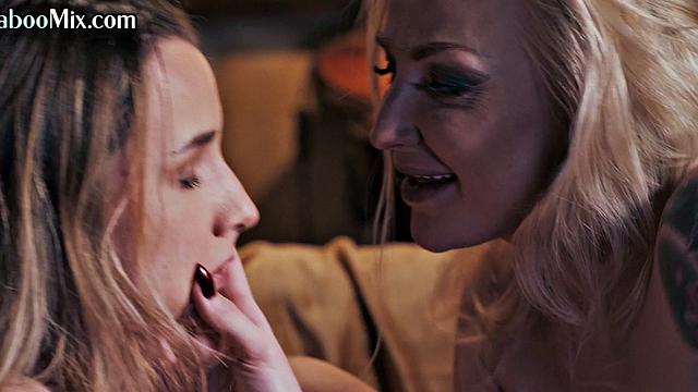 Taboo stepdaughter scissoring busty mature stepmom