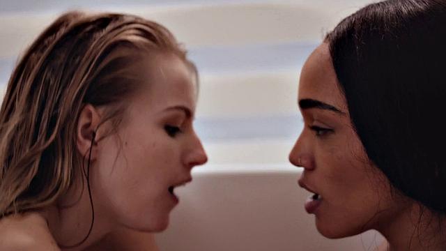 Bathing lesbians scissoring in bathtub after pussylicking