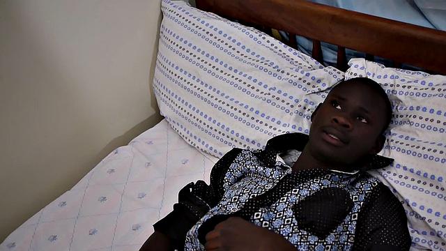 African solo twink wanks cock and cums in amateur vid