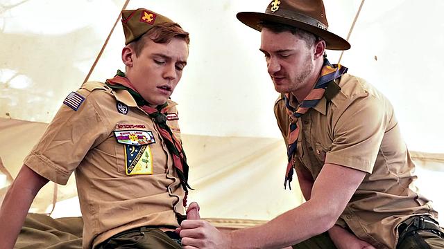 Twunk scout fucks skinny twink outdoors in tent