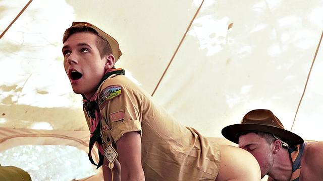Twunk scout fucks skinny twink outdoors in tent