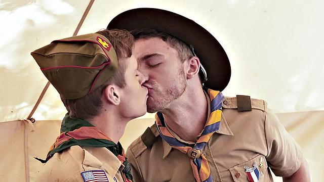 Twunk scout fucks skinny twink outdoors in tent