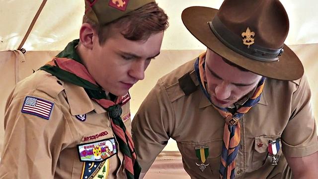 Twunk scout fucks skinny twink outdoors in tent