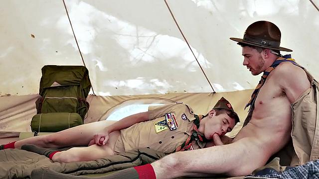 Twunk scout fucks skinny twink outdoors in tent