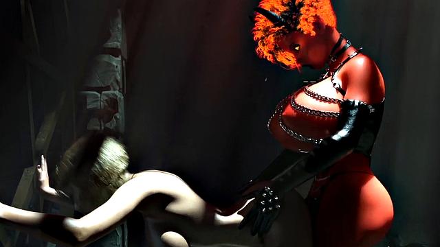 Spooky big tits babes having sex in a fantasy animation