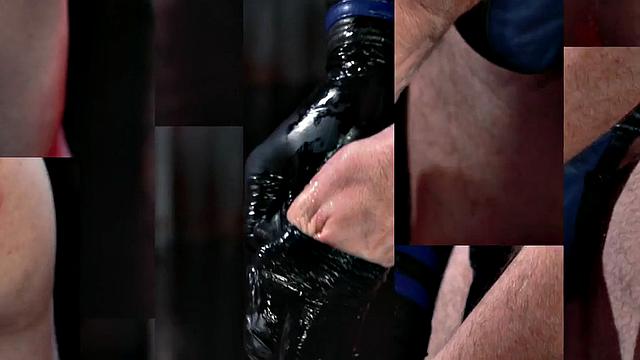 Fisting gay in leather and gloves rims and fists boyfriend's asshole