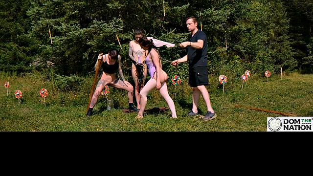 Piss drinking beauty flogged in sunny day domination ballet