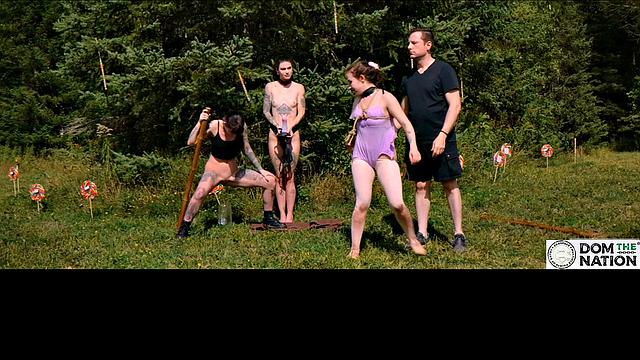 Piss drinking beauty flogged in sunny day domination ballet