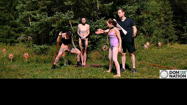 Piss drinking beauty flogged in sunny day domination ballet