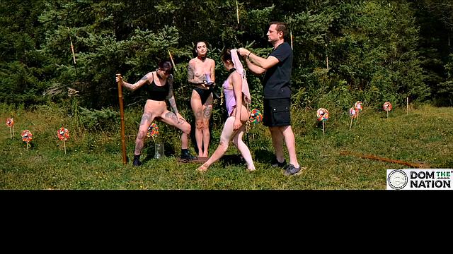 Piss drinking beauty flogged in sunny day domination ballet