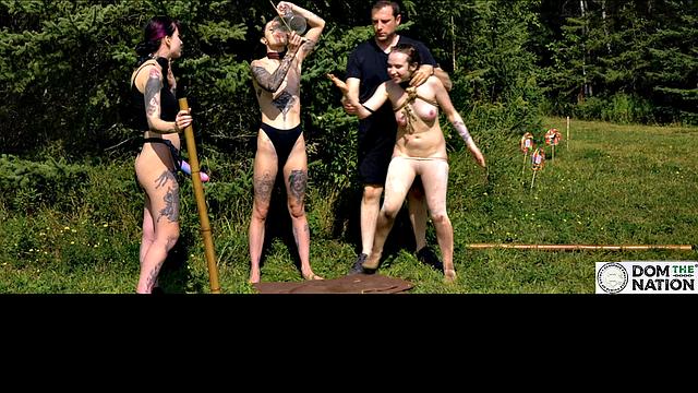 Piss drinking beauty flogged in sunny day domination ballet