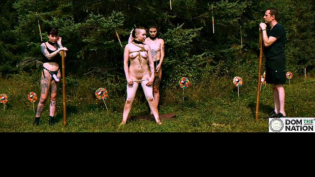 Piss drinking beauty flogged in sunny day domination ballet