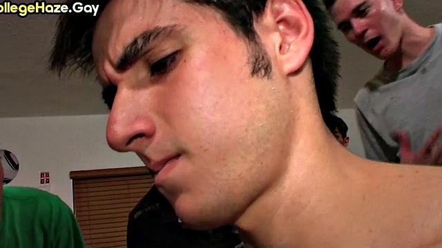 Fraternity amateur fucked by top for entering frat