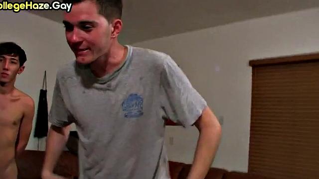 Fraternity amateur fucked by top for entering frat