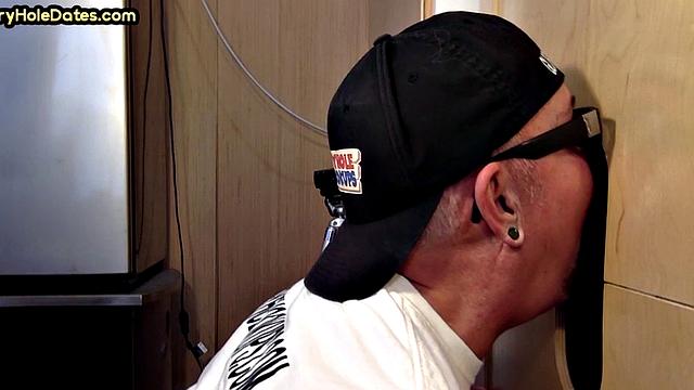 Gloryhole DILF wildly sucks Black meat in closeup