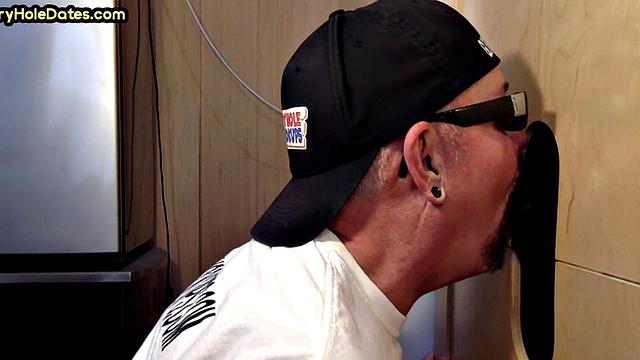 Gloryhole DILF wildly sucks Black meat in closeup