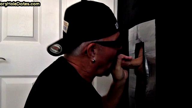 Gloryhole DILF spoils cock in homemade blowjob fun