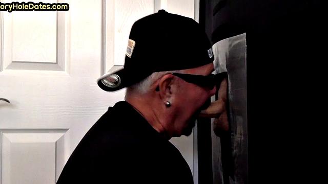 Gloryhole DILF spoils cock in homemade blowjob fun