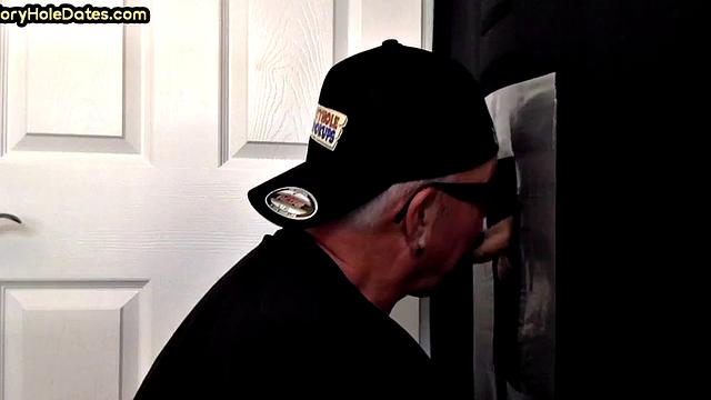 Gloryhole DILF spoils cock in homemade blowjob fun