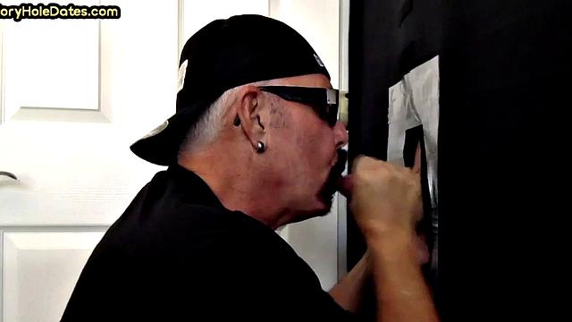 Gloryhole DILF spoils cock in homemade blowjob fun