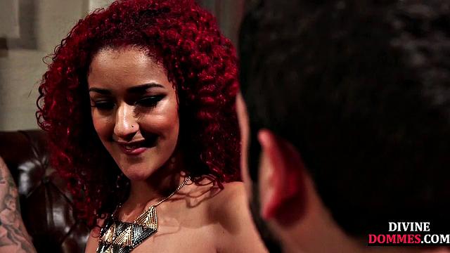 Horny ebony cockbouncing on lover