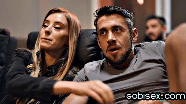 Bisex guys fuck hairy slut in 3some