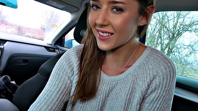 Hot babe with brown hair gets her mouth filled with cum and gets a good doggystyle pounding