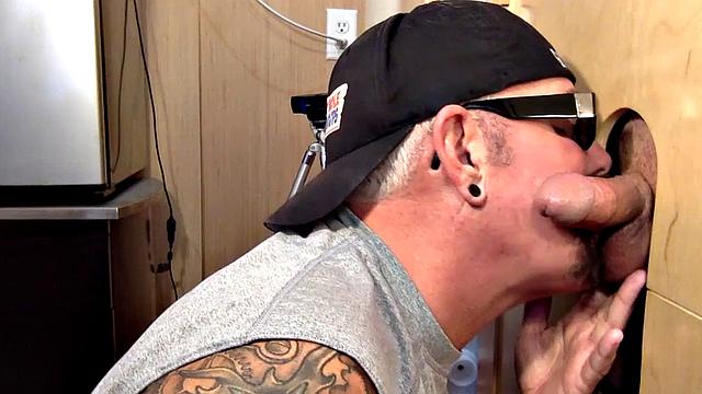 Gloryhole amateur eats cum after BJ and HJ action