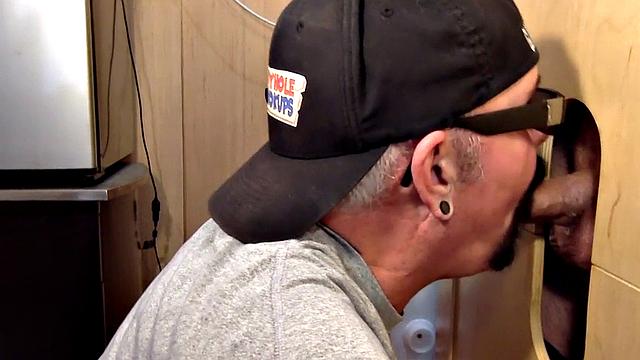 Gloryhole amateur eats cum after BJ and HJ action