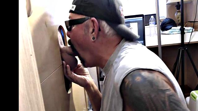 Gloryhole amateur eats cum after BJ and HJ action