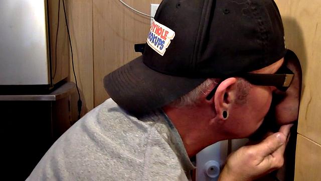 Gloryhole amateur eats cum after BJ and HJ action