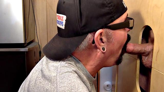 Gloryhole amateur eats cum after BJ and HJ action