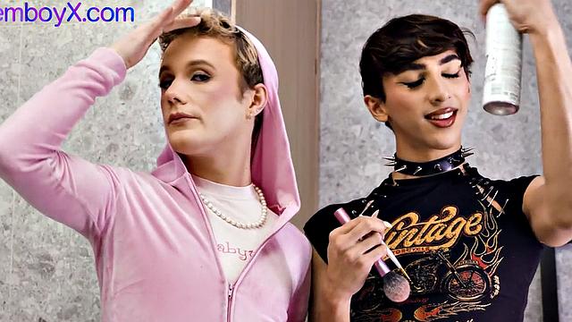 3some with roseboys in lingerie barebacked by jock