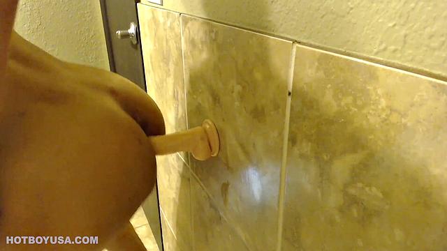 Julian starts his solo jerk off video already naked and rock hard. The skinny twink fucks a Fleshjack, while bending over to show us his back door.