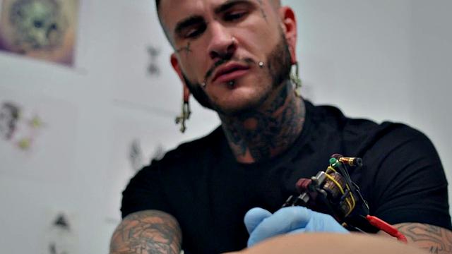Bottom stud drilled by tattoo and piercing artist