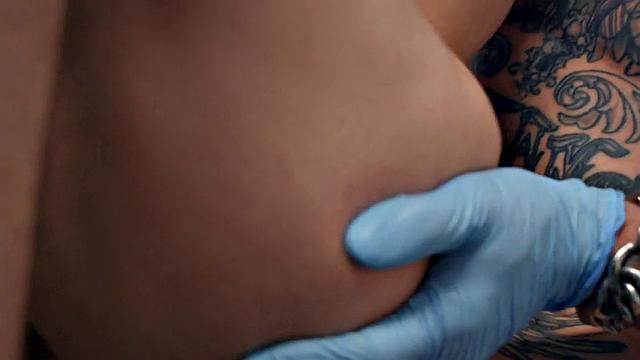 Bottom stud drilled by tattoo and piercing artist