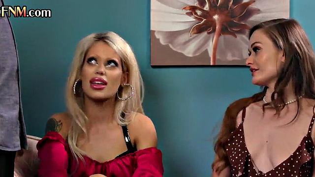 Amateur CFNM femdoms give handjob to lucky guy