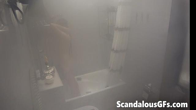 Video of my girlfriend naked in the bathroom enjoying a shower