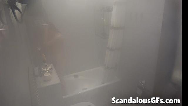 Video of my girlfriend naked in the bathroom enjoying a shower