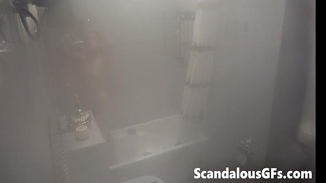 Video of my girlfriend naked in the bathroom enjoying a shower