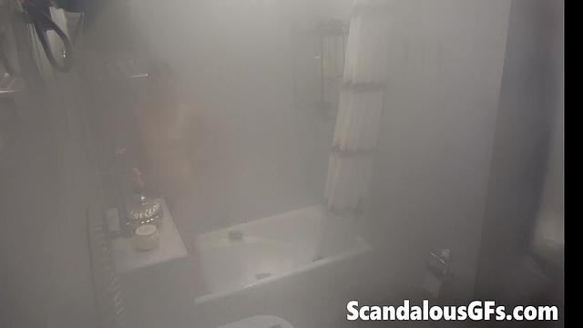 Video of my girlfriend naked in the bathroom enjoying a shower