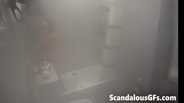 Video of my girlfriend naked in the bathroom enjoying a shower