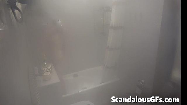 Video of my girlfriend naked in the bathroom enjoying a shower