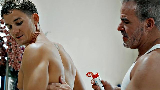 Helpful Stepdad Assists Injured Stepson in Showering & Getting Off - Disruptive