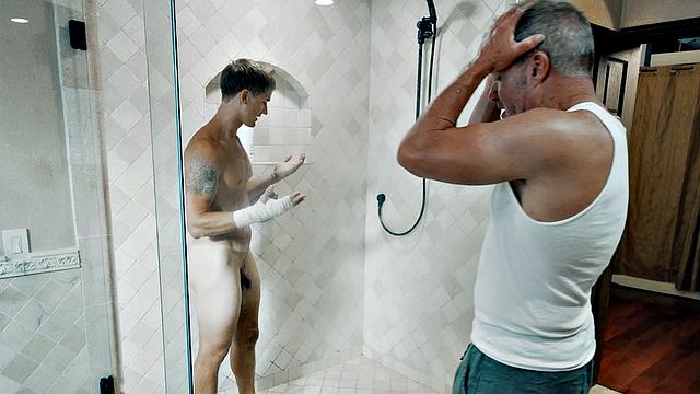 Helpful Stepdad Assists Injured Stepson in Showering & Getting Off - Disruptive