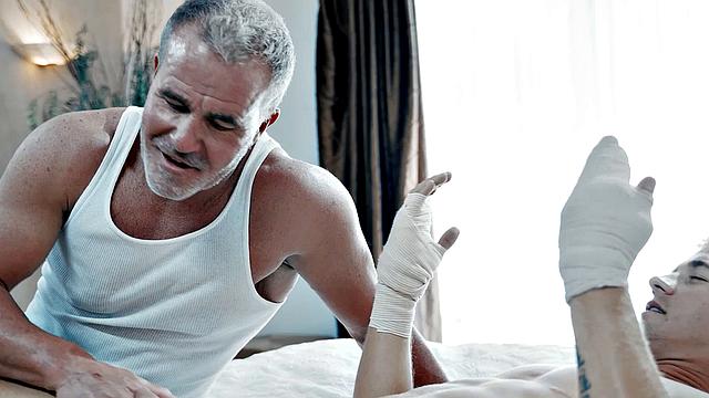 Helpful Stepdad Assists Injured Stepson in Showering & Getting Off - Disruptive