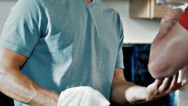 Helpful Stepdad Assists Injured Stepson in Showering & Getting Off - Disruptive