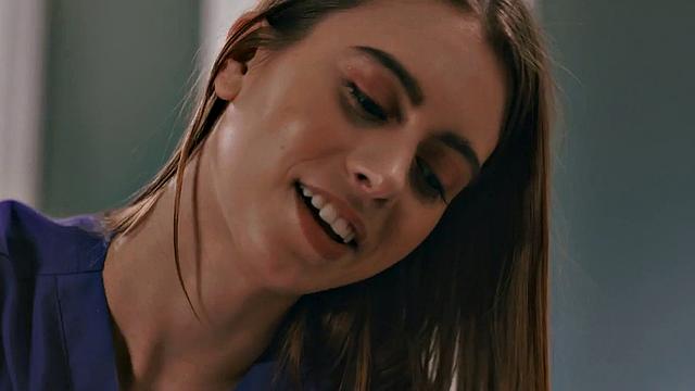 Lesbian scissoring babes enjoy 69 sex after massage